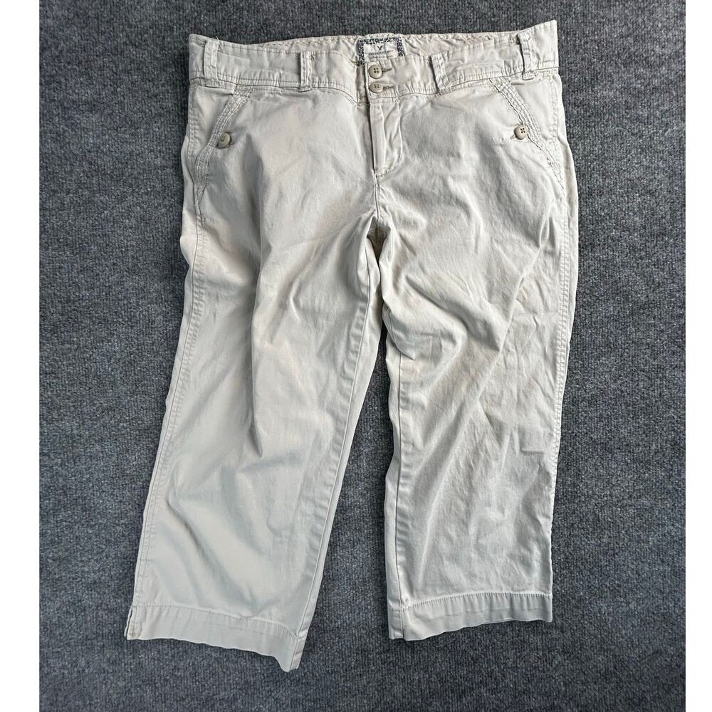 American Eagle Artist Crop Pants Women’s 10 Ivory Stretch Capri Straight Leg